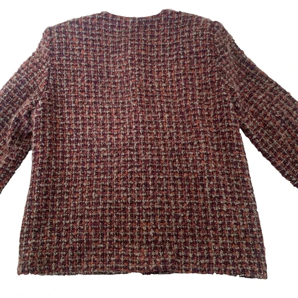 Vtg Alfred Dunner Womens Blazer Size 12P Red Tweed Office Academia Cottage Core
